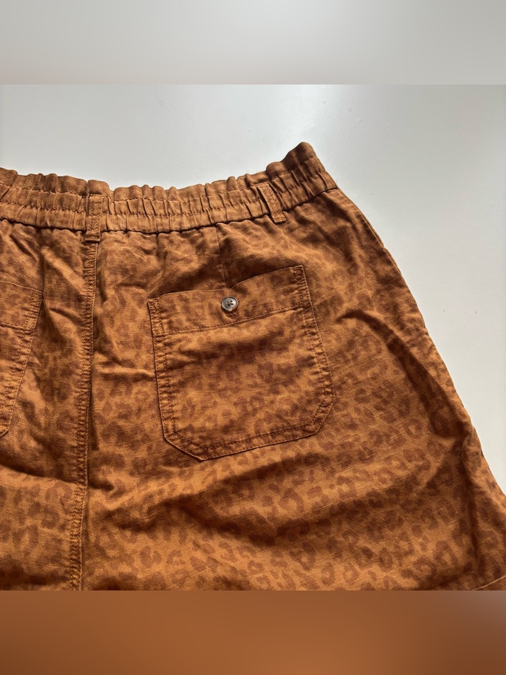 Gap Khakis animal print shorts 14 tall linen cotton blend brown tan leopard - Picture 7 of 12